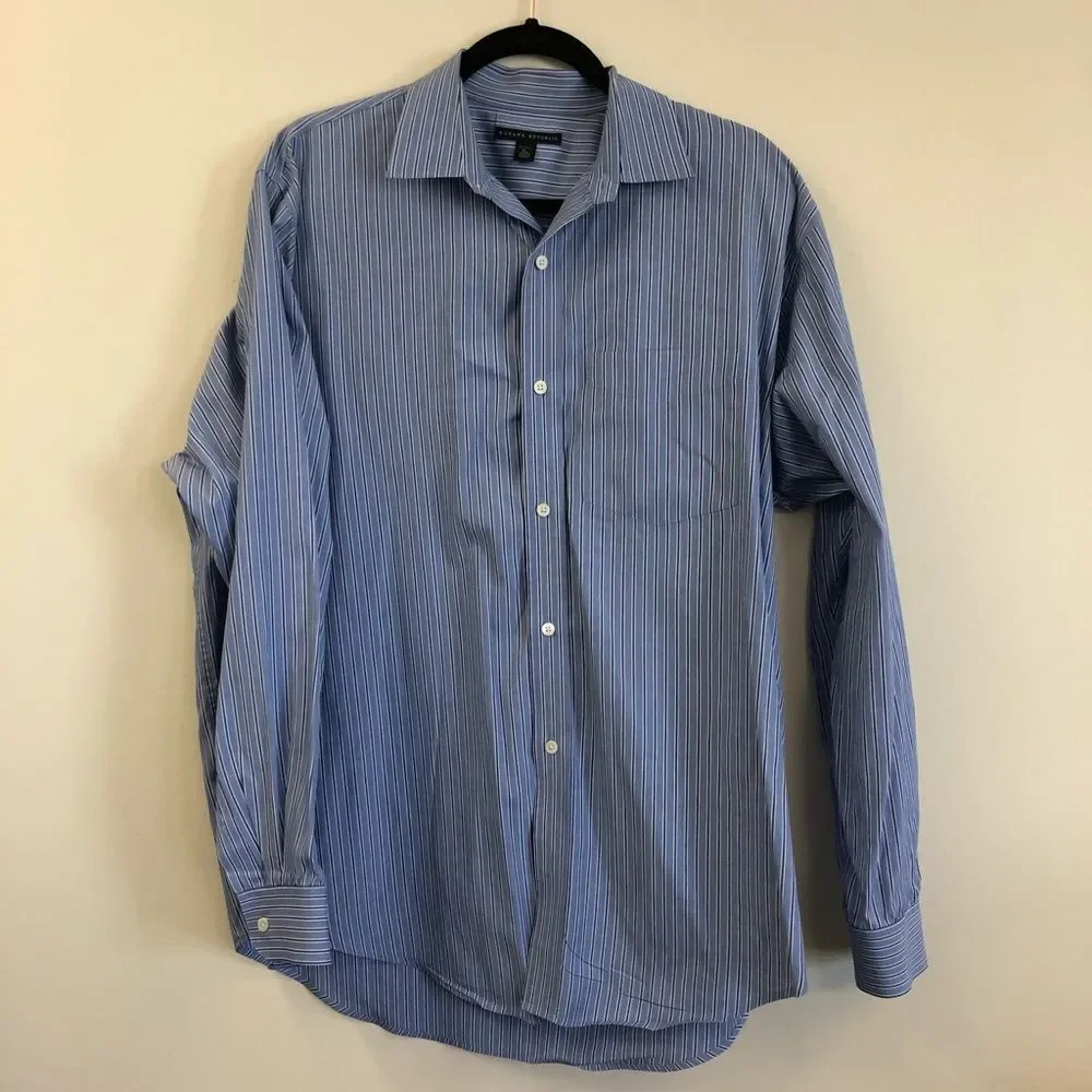 Men’s Blue Striped Button Down Banana Republic Collared Shirt XL